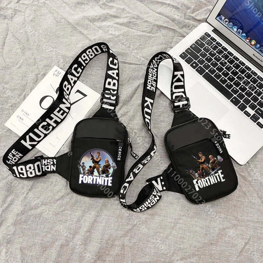 Lekka, sportowo-casualowa torba na ramię dla dorosłych Fortnites, mini torba na telefon z nadrukiem postaci z gry, męska torba crossbody na klatkę piersiową, prezent