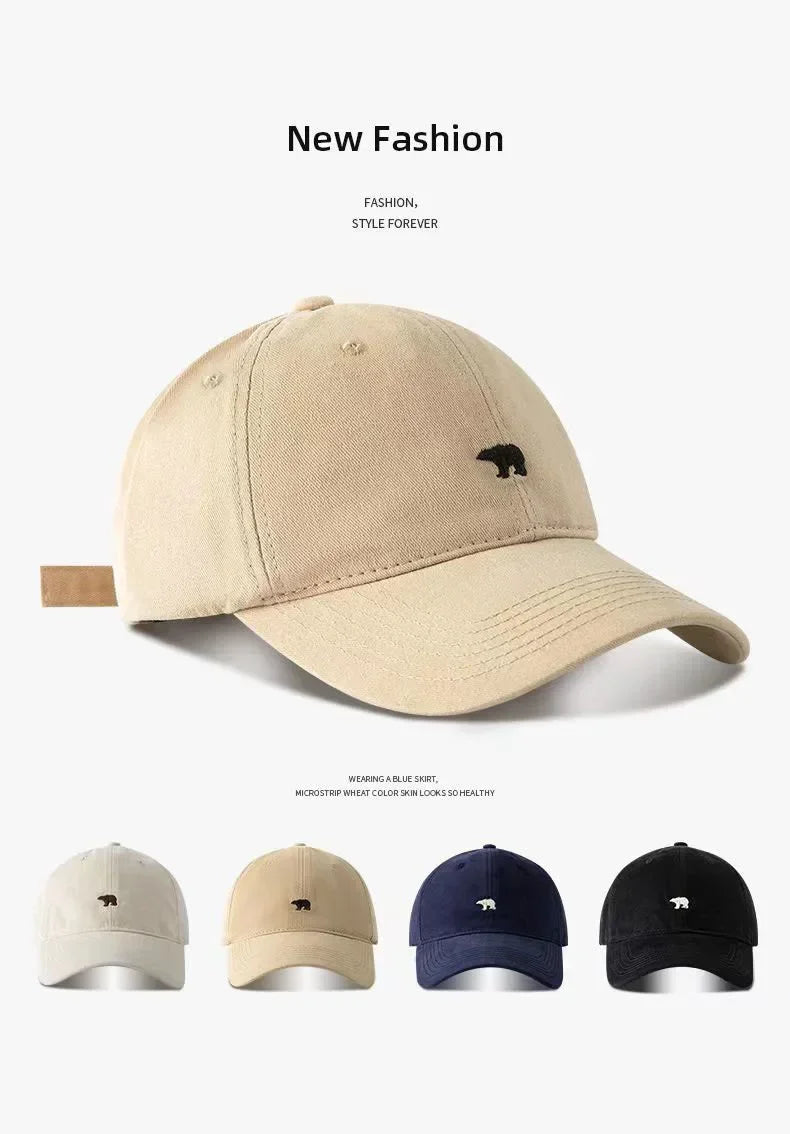 Polar Bear Embroidery Sun Hat Cotton Baseball Cap Lightweight UV Protection for Spring Summer Fall