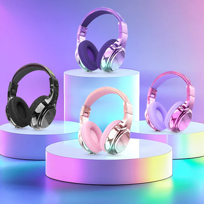 Écouteurs Bluetooth brillants pour enfants et filles, casque stéréo sans fil avec micro, pour l'école et les voyages, casque musical pour enfants, cadeaux pour enfants