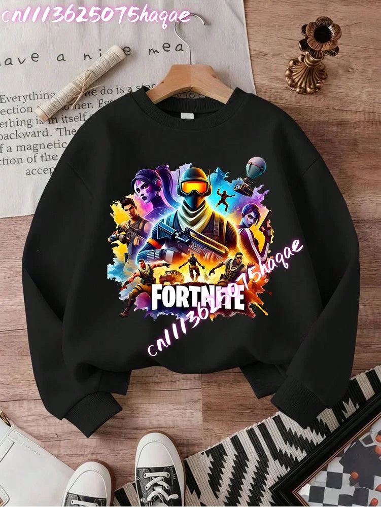 Fortnites Series Kids Sweatshirts Trendy Boys Girl Long Sleeves Pullover Tops Autumn Winter Cartoon Child Clothes Birthday Gifts