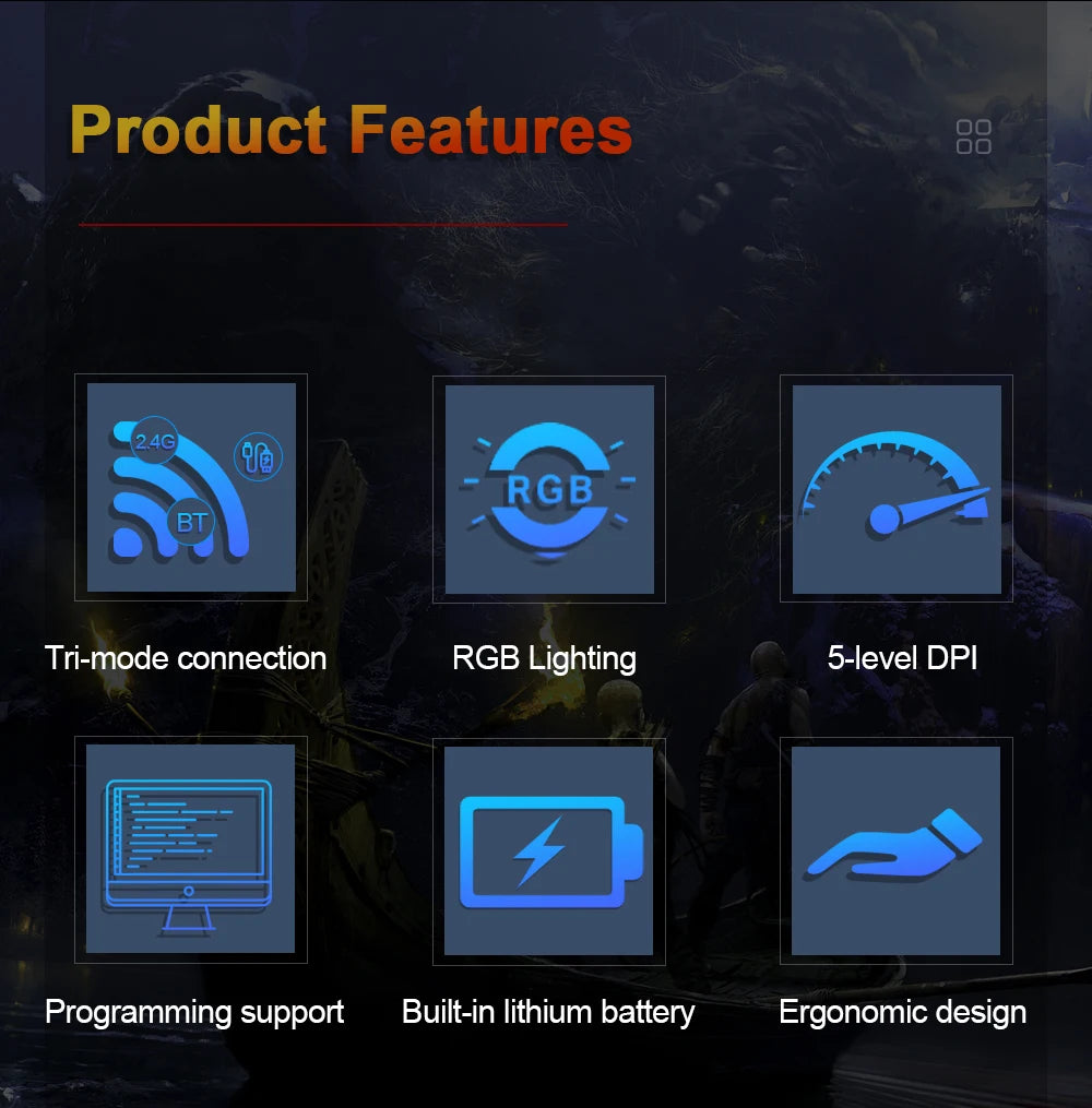 Mouse gaming REDRAGON DEICIDE M816 PRO RGB USB con supporto Bluetooth 2.4G wireless, 26000 DPI, 6 pulsanti per gamer, mouse cablato per computer
