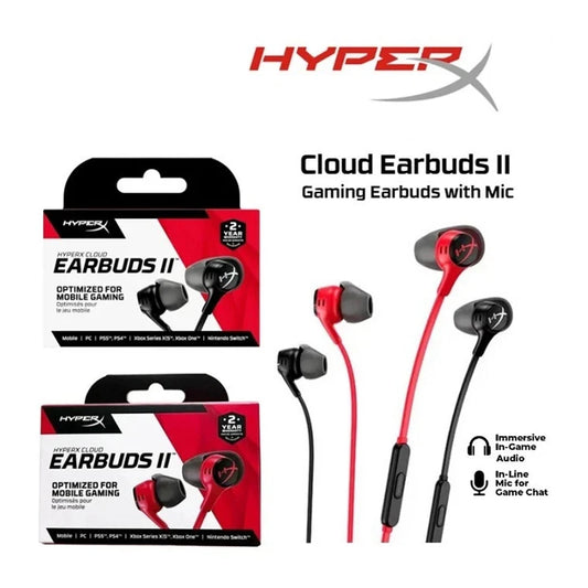 Original HyperX Cloud Earbuds II Wired Gaming Earphone 3.5mm Microphone Multi-Function Button FOR PC Mobile Nintendo Switch
