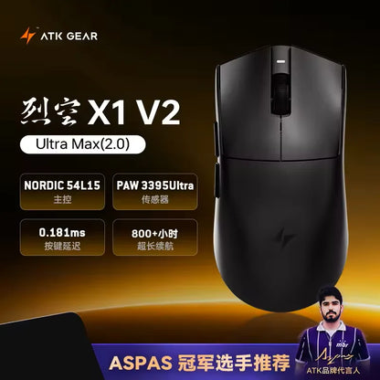 Mouse wireless ATK Blazing Sky X1 V2 Ultimate Dual Mode ultraleggero PAW3950 Ultra Dual 8K HZ a bassa latenza con ergonomia personalizzata