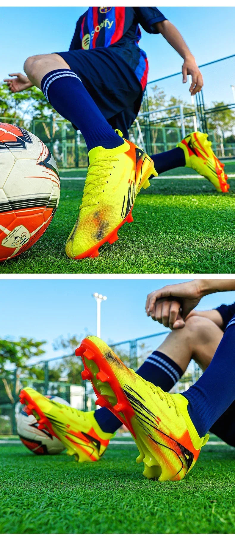 New Men Football Boots Match Soccer Shoes FG Ultralight Drop Shipping Training Shoes Cleats Outdoor Soccer Non-Slip Long Spikes