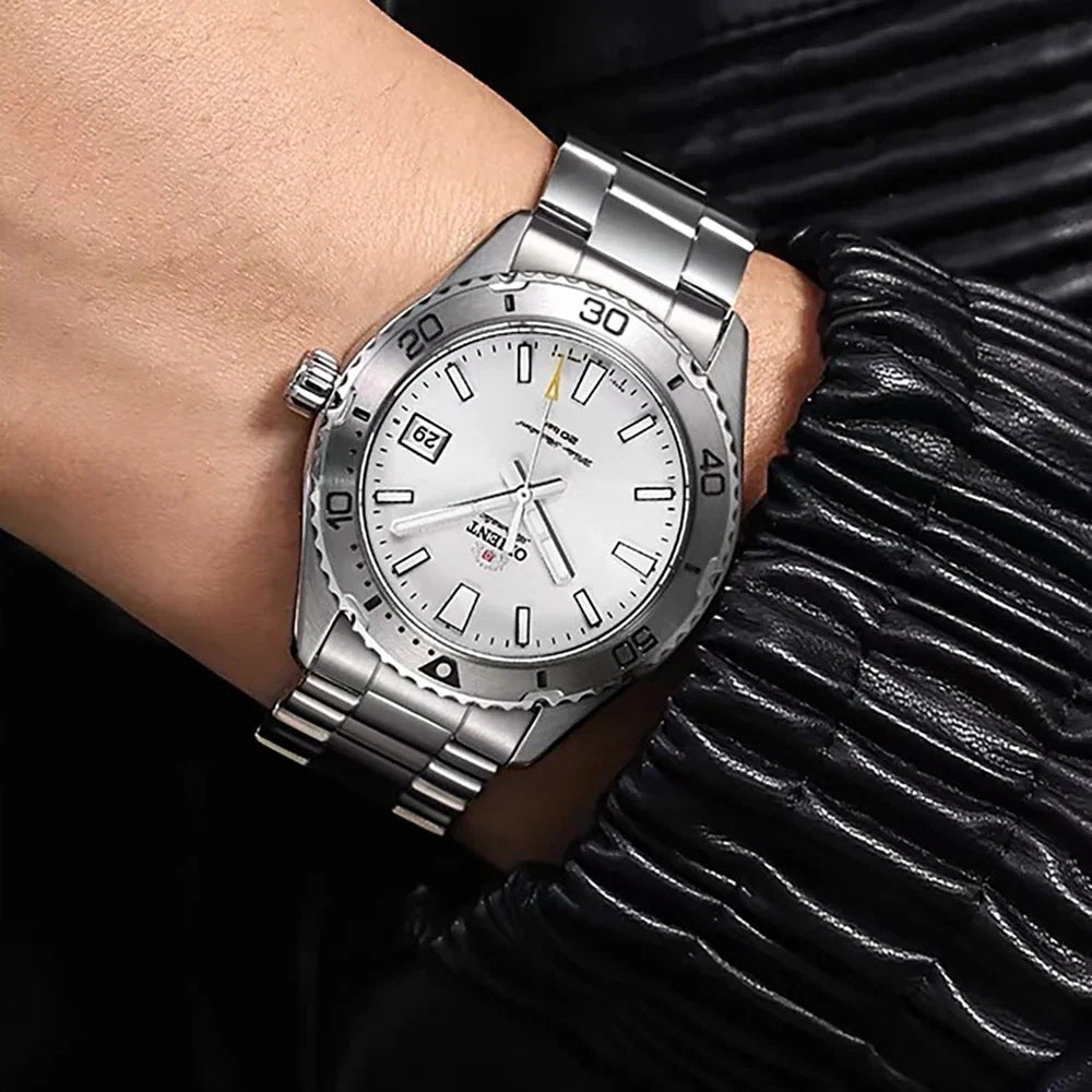 Original Orient Automatic Mechanical Watch 200M Water Resistant Unidirectional Bezel Black Dial Men's Sport Diver Watch
