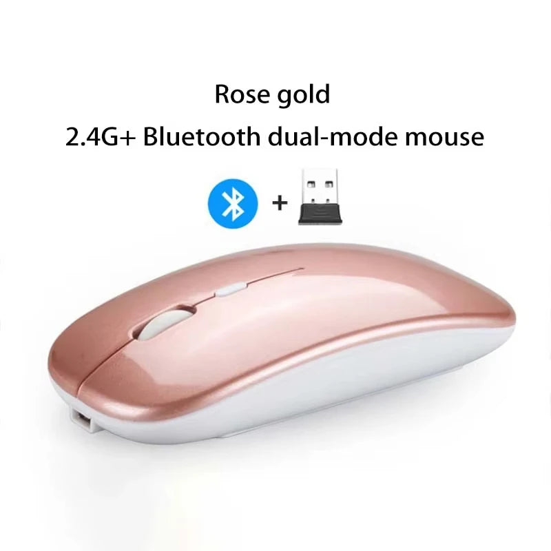 Rechargeable Wireless Mouse Bluetooth 2.4GHz Dual Mode, Silent Ergonomic Wireless Mouse with Adjustable DPI, USB Rechargeable Mouse for PC, Laptop, Mac & Tablet