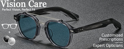 CATERSIDE Retro Square Sunglasses Men Punk Flat Top Double Bridge High Quality Sun Glasses for Women Party Festival Gifts