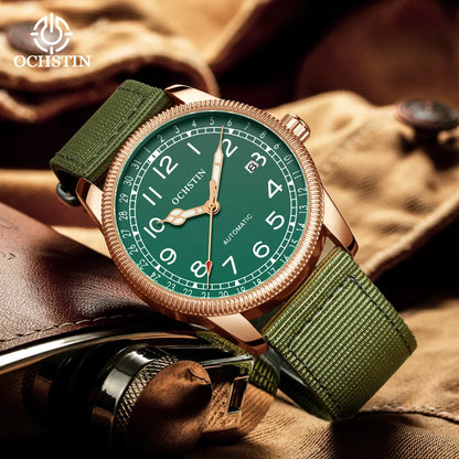 OCHSTIN Automatic Mens Watches Top Brand Luxury Auto Date Mechanical Military Sports Male Clock Luminous Hands Gift for Husband