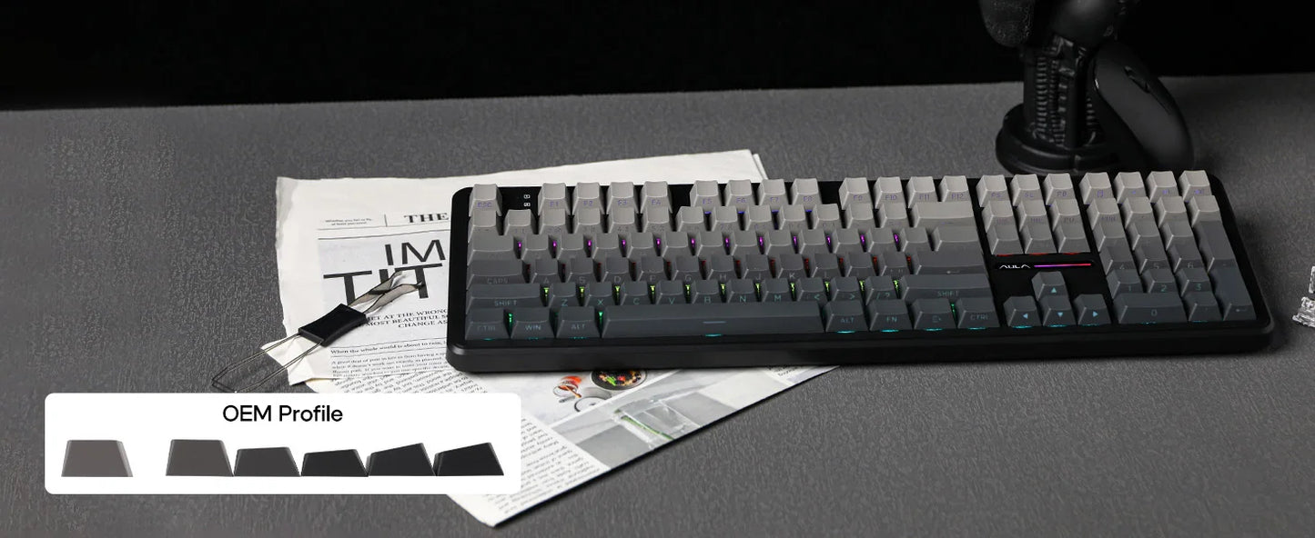 EPOMAKER x AULA F108 Full Size 100% ANSI Layout Hot-Swap Wired/2.4GHz/Bluetooth 5.0 Wireless Mechanical Keyboard RGB Backlight