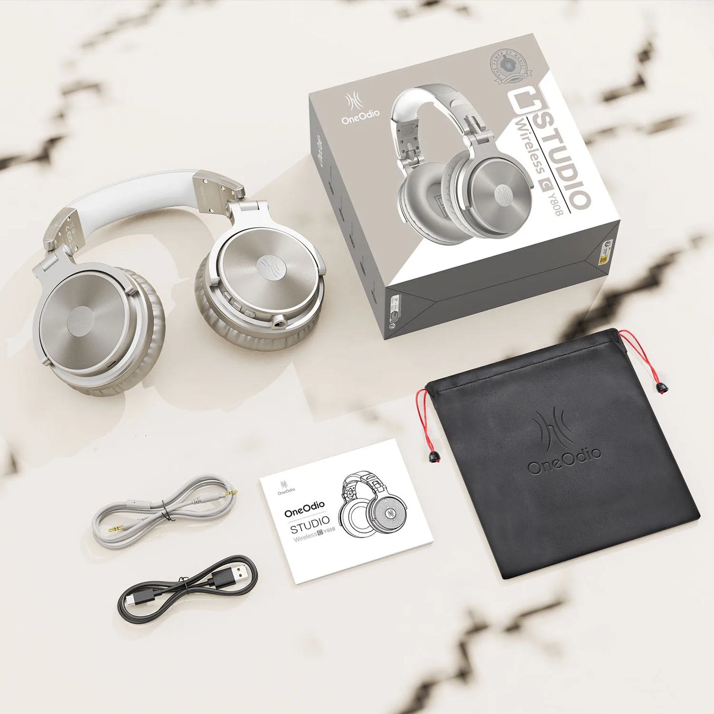 Auscultadores Gaming Sem Fios OneOdio Pro-M Bluetooth 5.2 HiFi Estéreo, 110H de Autonomia com Microfone, Graves Profundos, Dobráveis e Over-Ear
