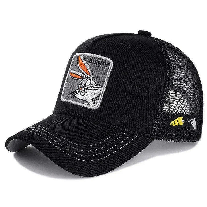 Unisex Anime Cartoon Cap Embroidered Patch Draw Baseball Cap Male Female Trucker Hat Mesh Hats Sun Hat