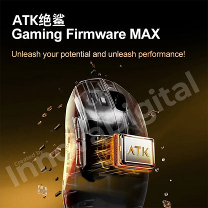 „ATK Dragonfly A9 Ultimate“ belaidė žaidimų pelė, „PAW3950 Ultra 8 kHz“ ergonomiška lengva žaidimų pelė, skirta FPS, e. sportui ir „CSGO“