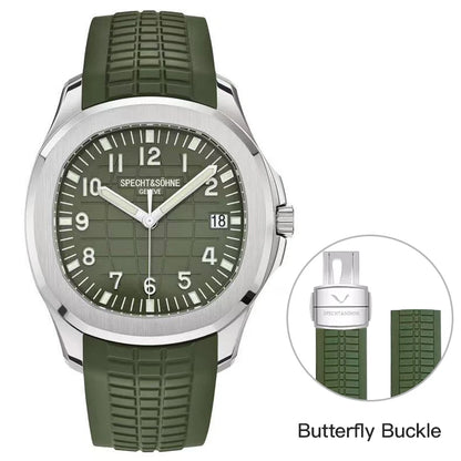 Specht&Sohne 2025 New Luxury Men Mechanical Wristwatch Miyota 8215 Stainless Steel Watch Green Rubber Sapphire Reloj Hombre