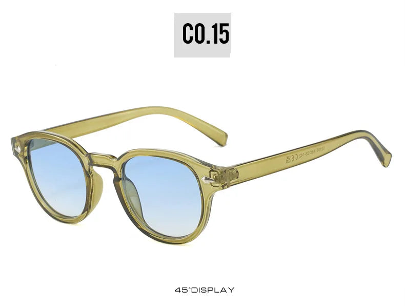 Simple Vintage Round Sunglasses Women Men 2025 Luxury Brand Design Retro Rivet Yellow Blue Lens Square Sun Glasses Female UV400