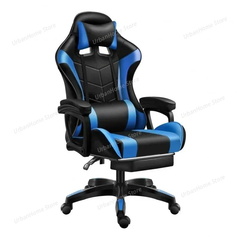 Ergonomic Gaming Chair with Reclining Backrest, Leather Computer Chair, Comfortable Swivel Office Gaming Chair with Adjustable Height & Armrests