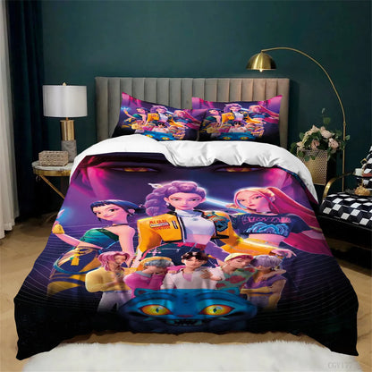 KPop Bedding Duvet Cover Set 3pcs Lightweight Soft Quilt Cover Microfiber Duvet Cover with Zipper Closure