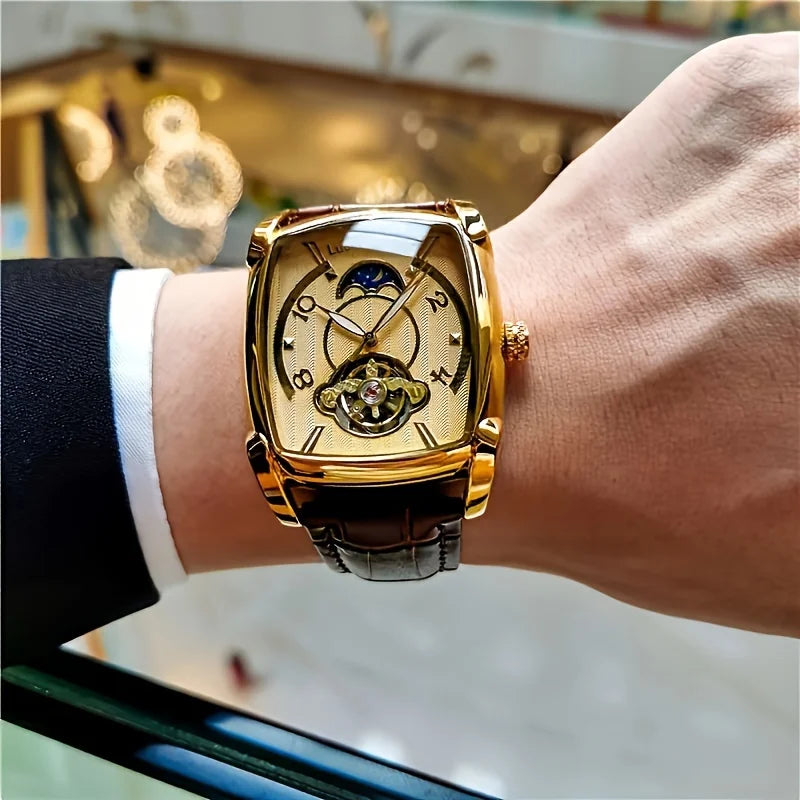 [Luxe mechanisch tourbillonhorloge] Lichtgewicht luxe mechanisch tourbillonhorloge voor heren – Volledig automatisch topmodel in trendy ‘skelet’-stijl, ideaal voor een zakelijke outfit of