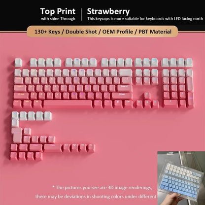 Conjunto de 133+ teclas OEM em gradiente para teclado mecânico gaming com switches Cherry MX, PBT retroiluminado RGB, layout ISO