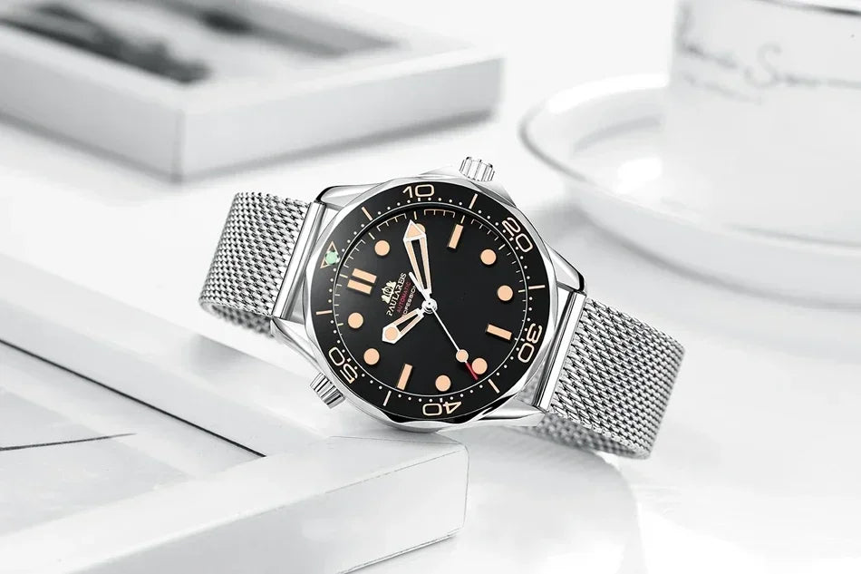 Automatic Watches for Men Mechanical Self Wind Net Stainless Steel Nylon Strap Luxury New Limited Reloj Hombre Baratos