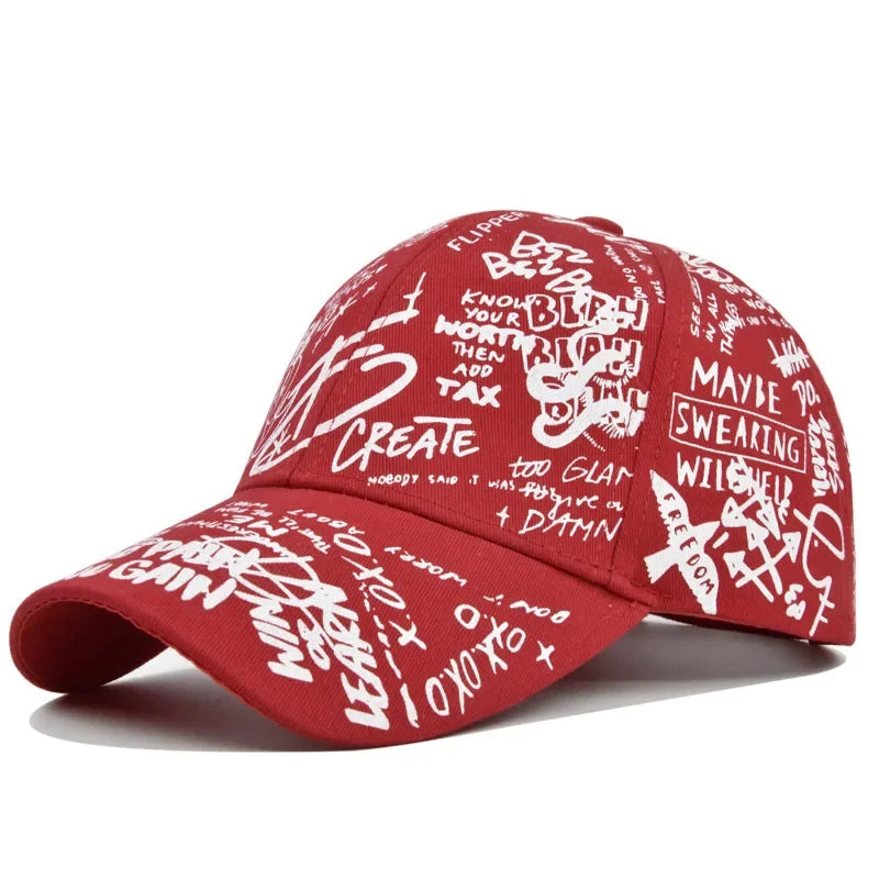 Trendy Unisex Graffiti Print Baseball Cap - Colorful Painted Visor Fashion Hat