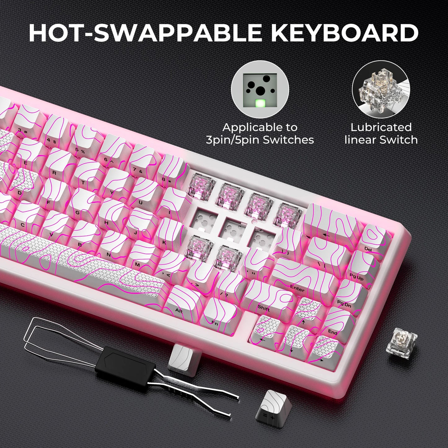 Teclado mecânico XVX M67 JadeStone com teclas IMD-Tech, hot-swappable, gasket, tri-mode, RGB personalizado, sem fios, 65%