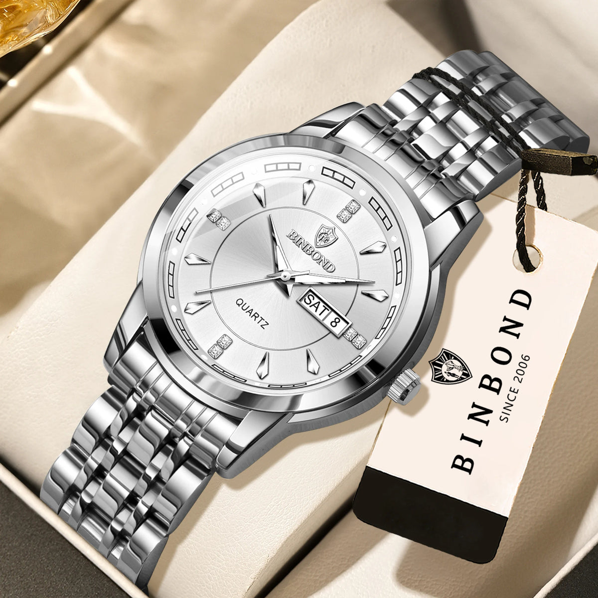 Orologi al quarzo di lusso originali BINBOND da donna – Modello impermeabile e luminescente – Idea regalo (confezione inclusa)