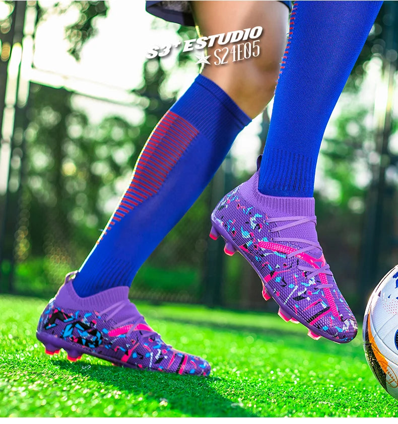 Ghete de fotbal profesionale pentru bărbați, din plasă respirabilă, crampoane antiderapante, sneakers rapizi la modă pentru gazon artificial, pantofi de fotbal pentru bărbați