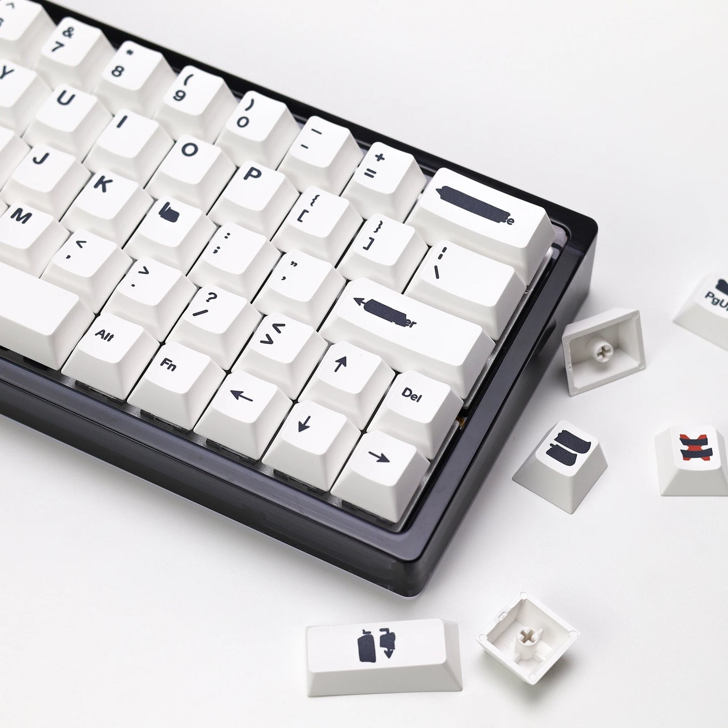 KBDiy Retro GMK Redacted Keycaps White ISO Cherry Profile PBT Keycap Alice Spacer Bar 7u For 60 Mechanical Keyboard MX Switch