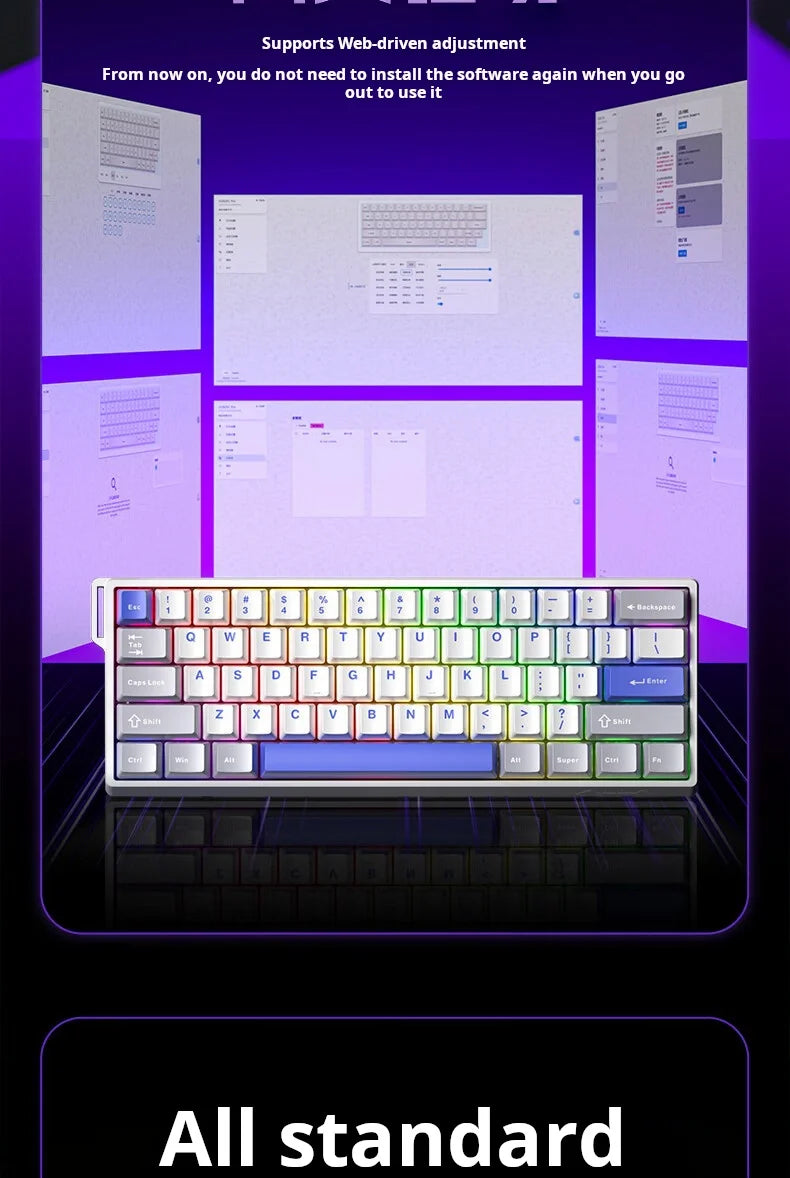 Teclado Mecânico Personalizado AULA WIN60 HE com Ligação com Fio, Eixo Magnético RT para E-sports, Taxa de Polling 8K