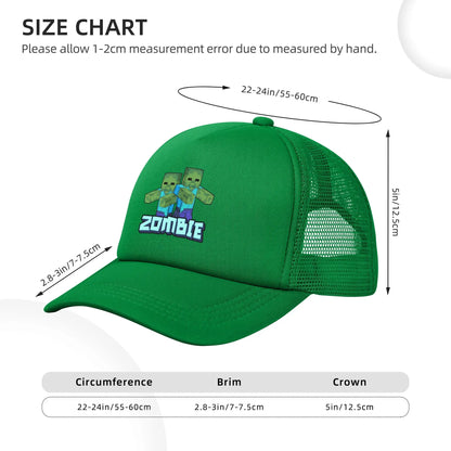 Czapki typu „trucker” dla dorosłych z motywem zombie, wrogich mobów, czapki baseballowe z siateczką, czapki poliestrowe, czapki przeciwsłoneczne, czapki golfowe z regulacją, czapki letnie