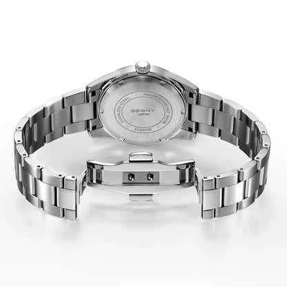 BERNY Men's Watch 10ATM Sapphire Luminous Fashion Quart Watches Full Stainless Steel Classic Dress Business Wristwatch