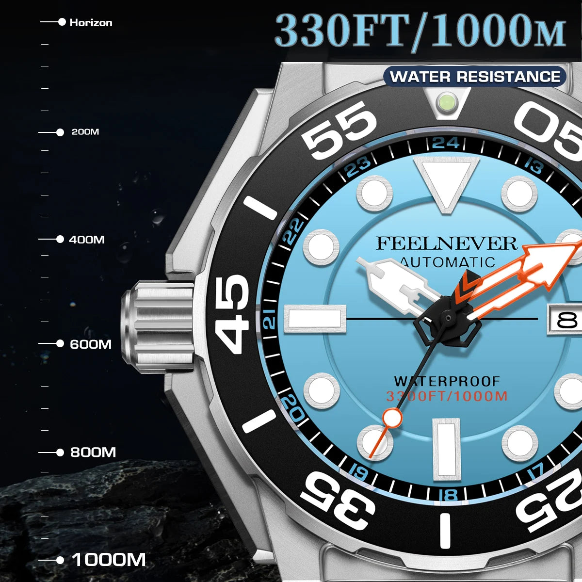 FeelNever New Top brand Men Luxury Watch 1000m Waterproof BGW9 Super luminous relogios masculinos Automatic Mechanical Watches