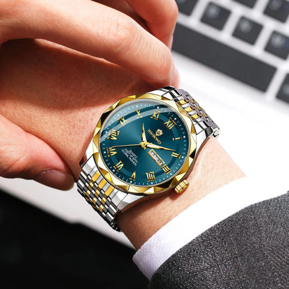 Reloj de pulsera de lujo de cuarzo BINBOND Original Brand para hombre, luminiscente, resistente al agua, con fecha automática, indicación del día de la semana y estilo informal.