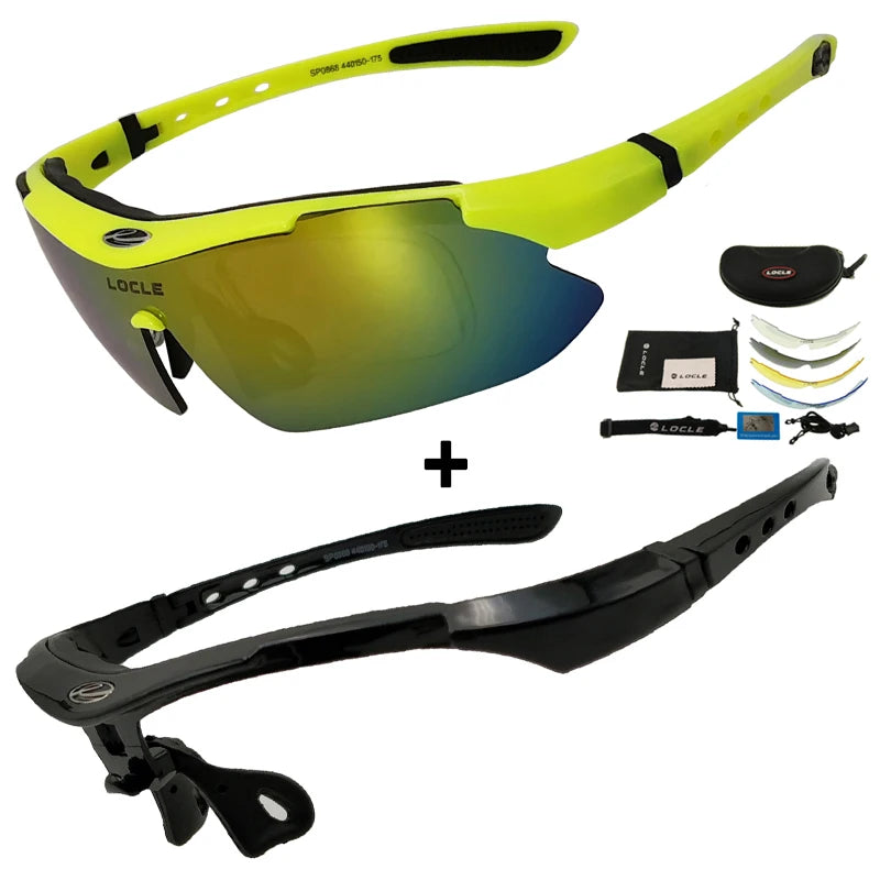 LOCLE Cycling Glasses UV400 Polarized Cycling Sunglasses Men Road MTB Bike Bicycle Glasses Fishing Riding Goggle Cycling Eyewear