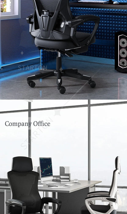 High Density Mesh Office Chair with Footrest, Ergonomic Home Office Chair, Adjustable Executive Swivel Chair with Comfortable Foam Seat