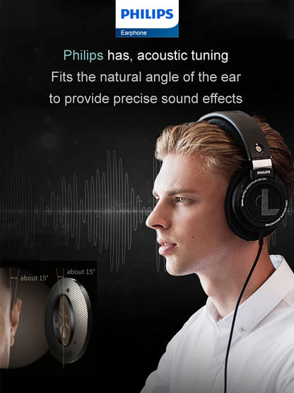 Philips SHP9500 HiFi Stereo Wired Headphones, 50mm Dynamic Driver Open-Back Headset for Gaming, Music, Study & Professional Audio