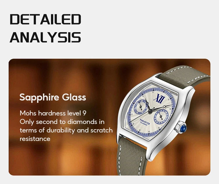 FARASUTE 2024 New 36mm Men's Quartz Watch VH64 Movement Stainless Steel Sports Fashion Sapphire Glass Waterproof Men's Watch