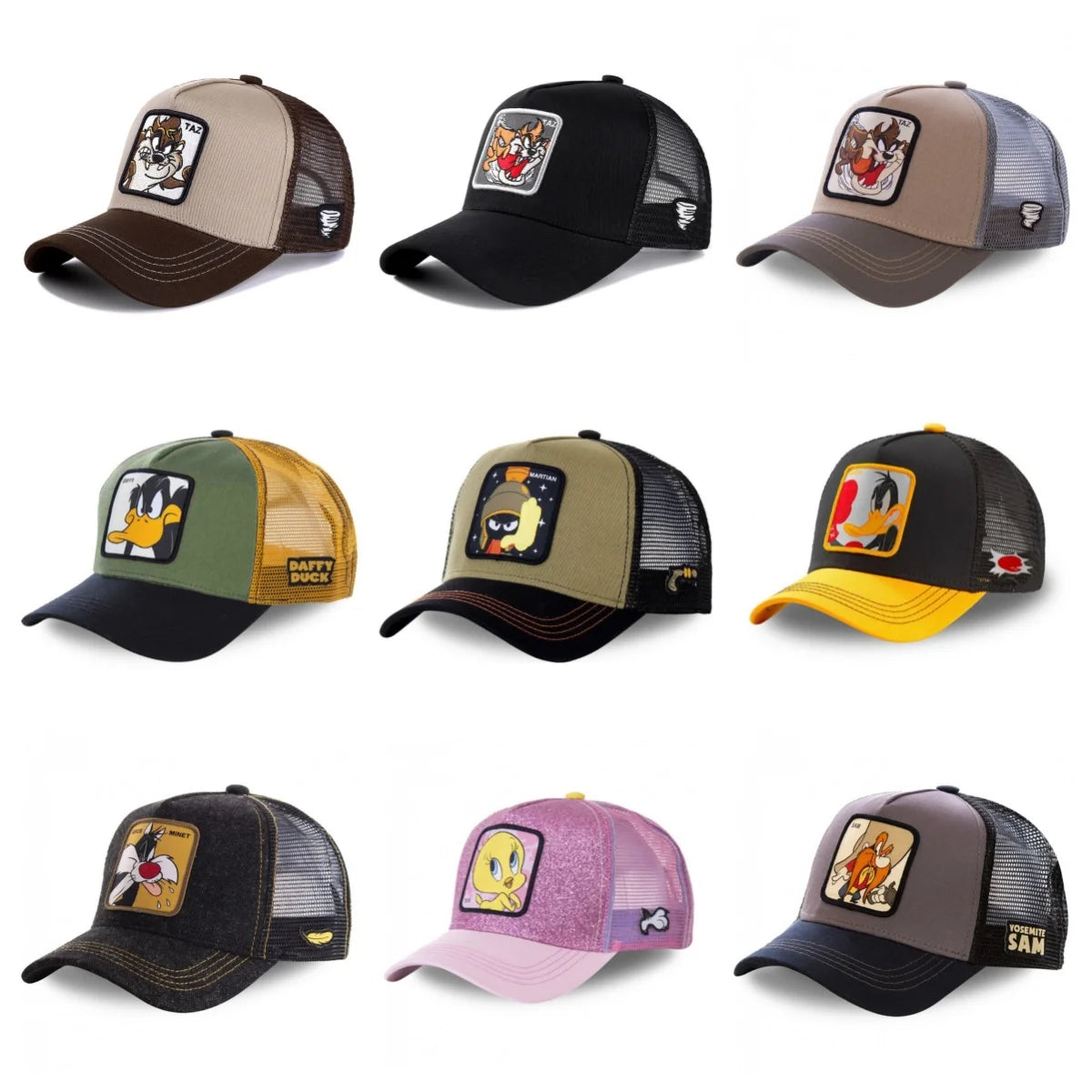 Unisex Anime Cartoon Cap Embroidered Patch Draw Baseball Cap Male Female Trucker Hat Mesh Hats Sun Hat