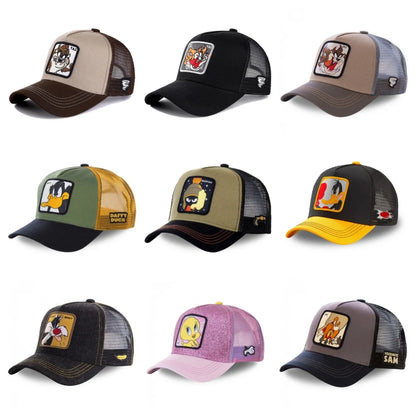 Unisex Anime Cartoon Cap Embroidered Patch Draw Baseball Cap Male Female Trucker Hat Mesh Hats Sun Hat
