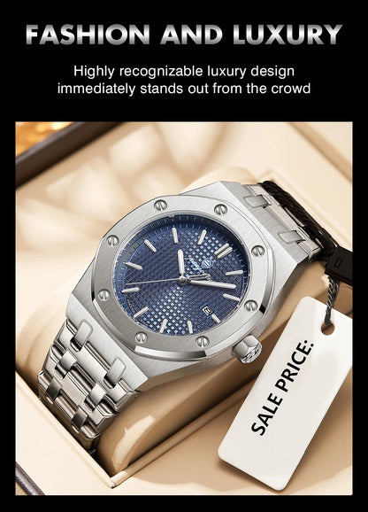 PAAZOMU Luxury Square Man Quartz Watch Waterproof Luminous Date Men's Watch High Quality Stainless Steel Business Men Watches