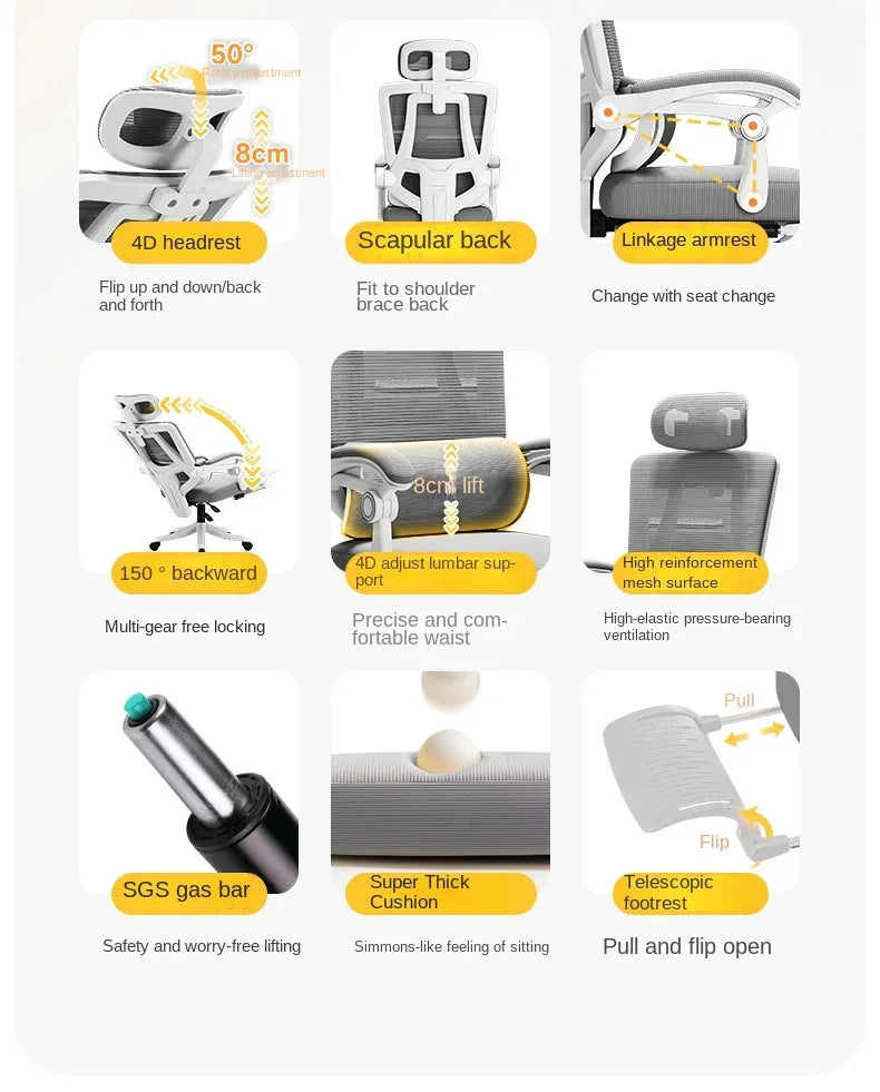Silla de oficina ergonómica de malla con soporte lumbar, silla de escritorio para ordenador de respaldo alto para adultos, silla de trabajo cómoda para largas jornadas
