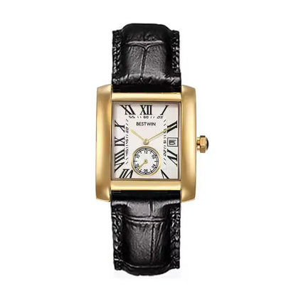 Luxury Men's Watch Men's Gold White Roman Digital Quartz Watch Metal Strap Rectangle Classic Brand Watch Business Men's Clock