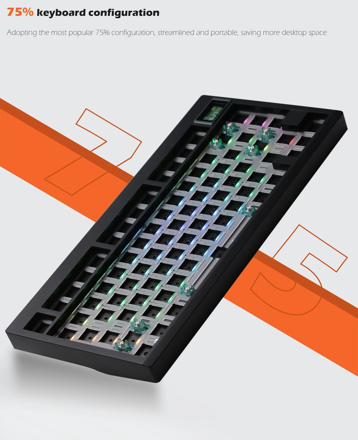 Kit de teclado mecânico ZUOYA GMK81 Hot-swappable Bluetooth 2.4G sem fios com retroiluminação RGB, estrutura gasket, suporte para