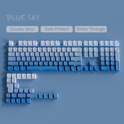 Novas Keycaps para Teclado Mecânico Gaming 60/64/84/98/108 com Switch MX, 135 Teclas OEM PBT, Gravação Lateral, Gradiente Vermelho e Preto