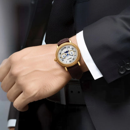 BERNY Watches for Men Luxury Dress Brand Business Gold Quartz Real Moons Man Watch S/S Sapphire Calendar Moon Phase Wristwatch