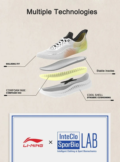 Li-Ning Men's SOFT COOL 2 Lifestyle Shoes COMFOAM MAX Cushion COOL SHELL Breathable Support LiNing Casual Sneakers AGLV009