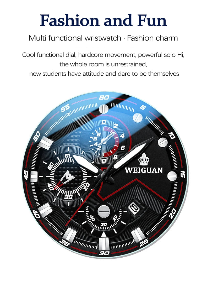 Men's Watch Black Warrior Authentic Trendy Stainless Steel Waterproof Luminous Calendar Male Fashion Quartz Clock Watches Gift