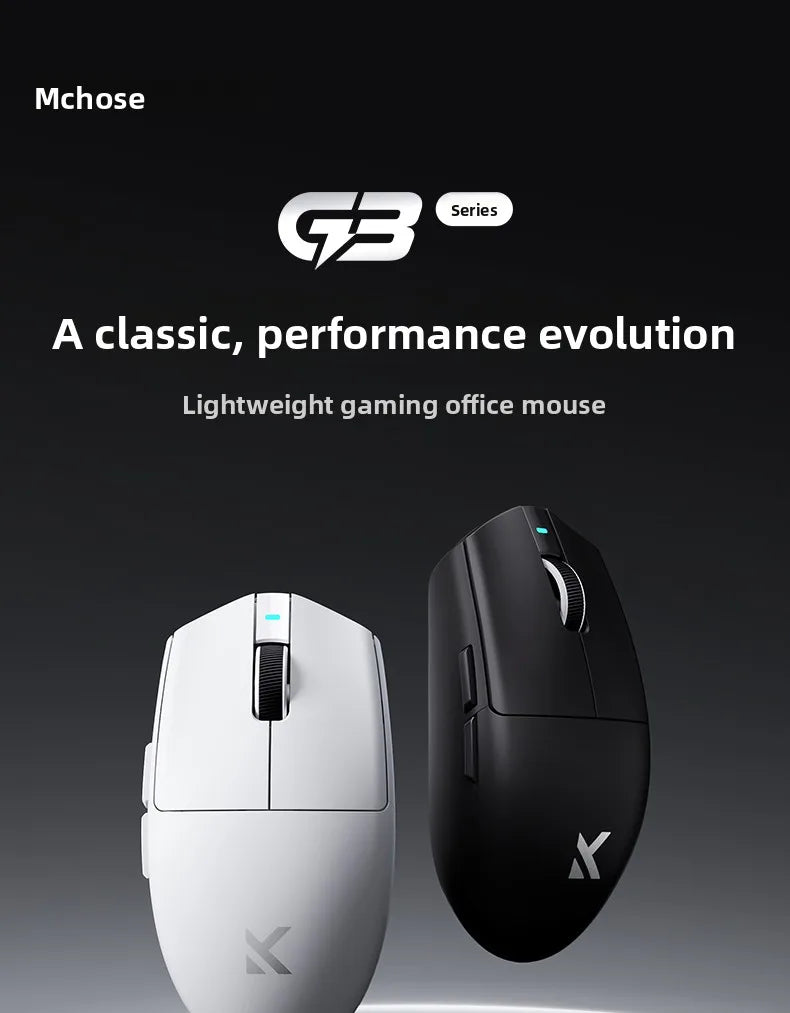 MCHOSE G3 V2 PRO Wireless Mouse Bluetooth Tri-Mode Ergonomic Gaming Mouse Lightweight Office Mouse for Laptop & PC