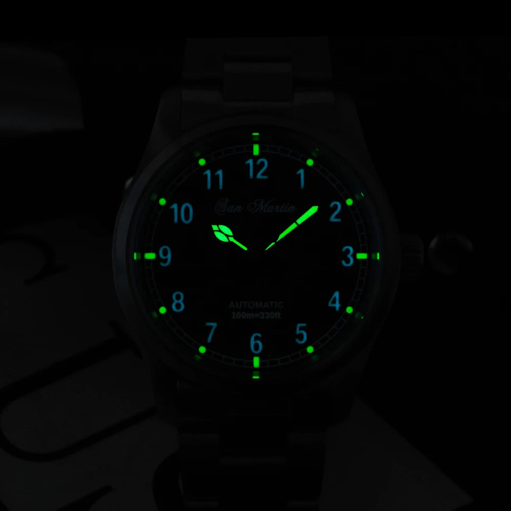 San Martin Simple Men Watch 37mm Pilot Miyota 8215 Classic Military Explore Automatic Mechanical Watches Waterproof 100m