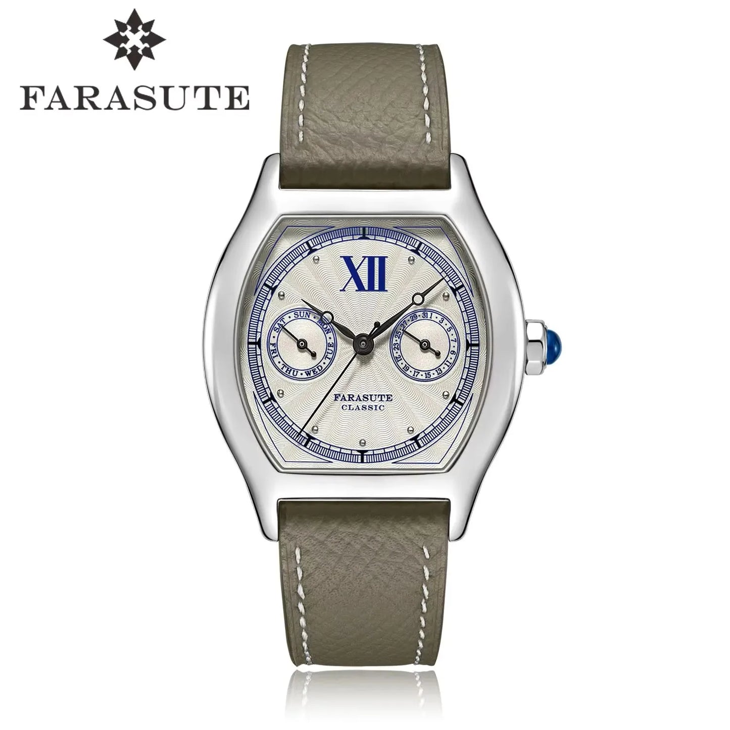 FARASUTE 2024 New 36mm Men's Quartz Watch VH64 Movement Stainless Steel Sports Fashion Sapphire Glass Waterproof Men's Watch